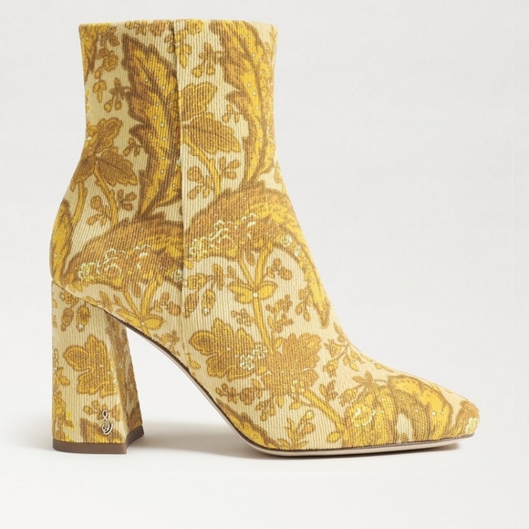Sam Edelman Women's Yellow Floral Embellished Short Boots Size 8 - Picture 2 of 4